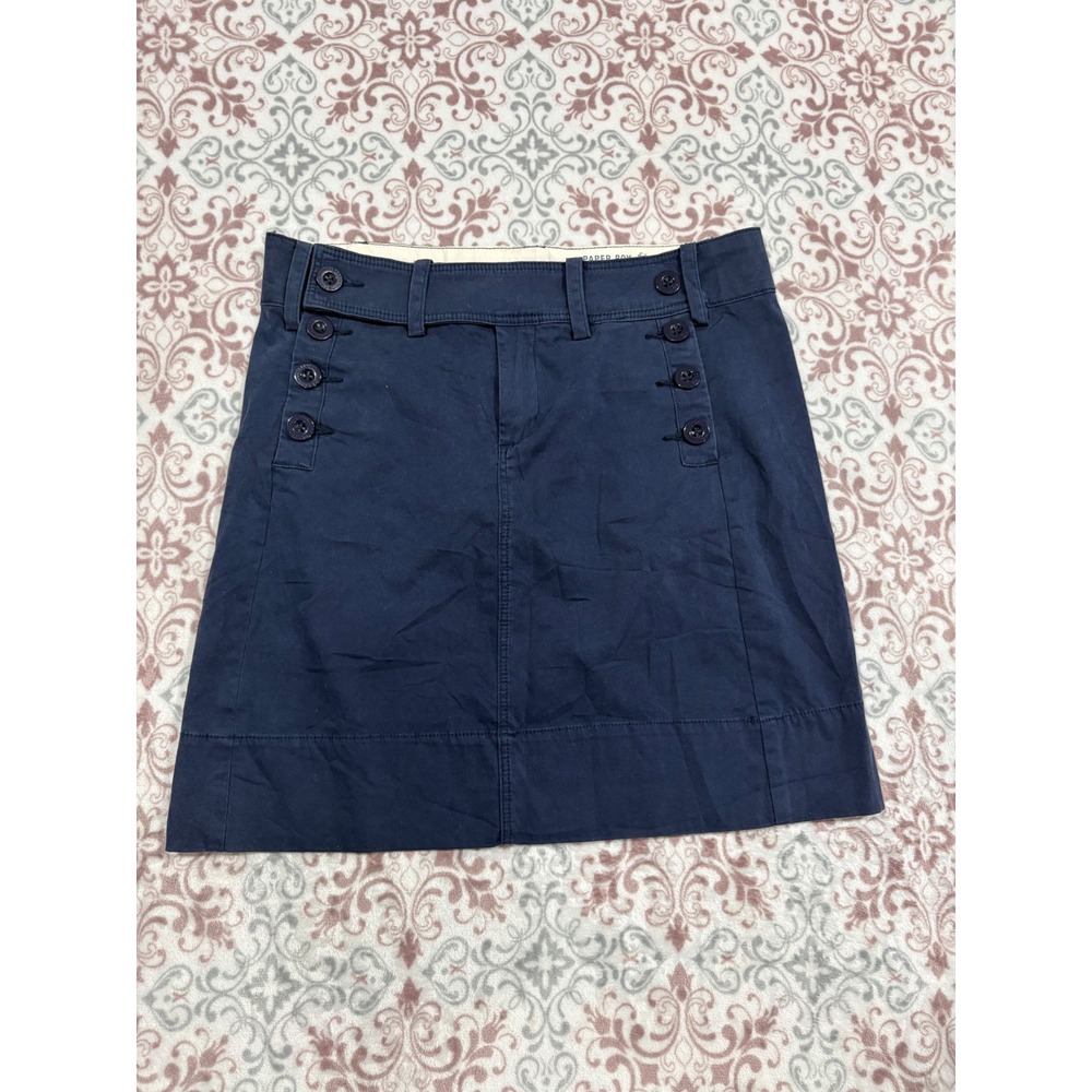 Paper Boy Navy Blue Nautical Button Mini Skirt Womens Size 6 Cotton Stretch